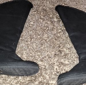 KNEE-HIGH, WIDE-CALF faux fur lace up boots